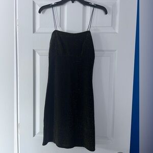 Vintage Elegant Black Glitter Dress